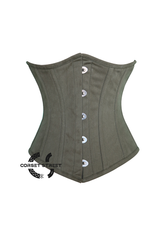 Army Green Cotton Gothic Underbust Waist Training Bustier Corset